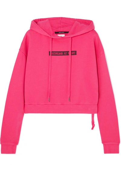 Shop Ksubi Day Dreams Cropped Printed Cotton-jersey Hoodie In Pink