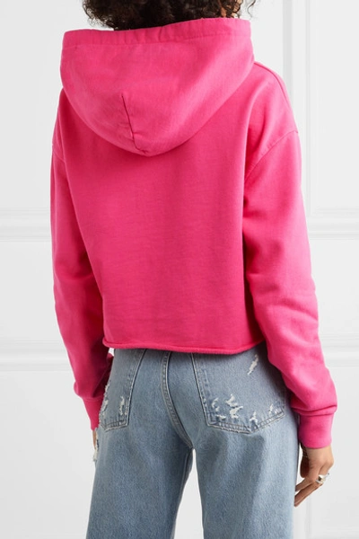 Shop Ksubi Day Dreams Cropped Printed Cotton-jersey Hoodie In Pink