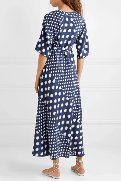 Shop Diane Von Furstenberg Eloise Printed Silk-crepe Wrap Maxi Dress In Navy