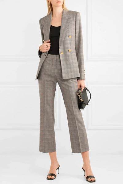 Shop Stella Mccartney Prince Of Wales Checked Wool Straight-leg Pants In Gray