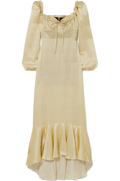 Shop Raquel Diniz Alice Floral-print Silk-satin Maxi Dress In Yellow
