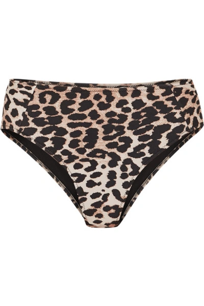 Shop Ganni Leopard-print Bikini Briefs In Leopard Print