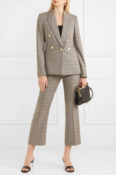 Shop Stella Mccartney Prince Of Wales Checked Wool Blazer In Gray