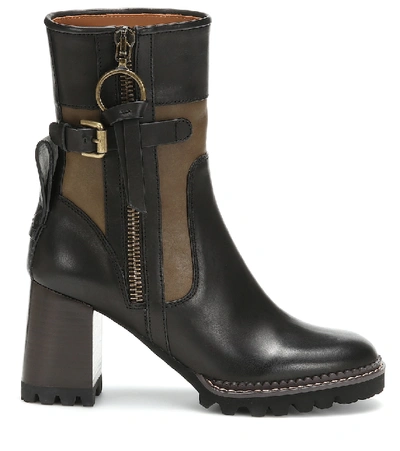 Shop See By Chloé Bryn Leather Ankle Boots In Black