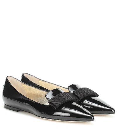 Shop Jimmy Choo Gala Patent Leather Ballet Flats In Black