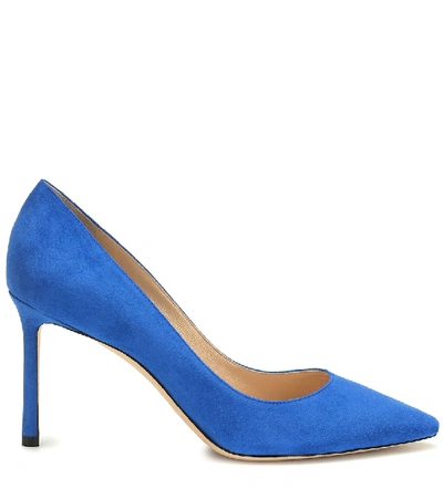 Shop Jimmy Choo Romy 85 Suede Pumps In Blue