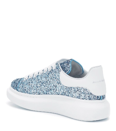 Shop Alexander Mcqueen Glitter Platform Sneakers In Blue