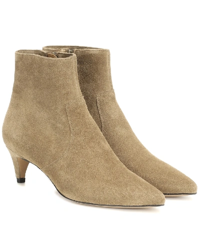 Shop Isabel Marant Derst Suede Ankle Boots In Beige