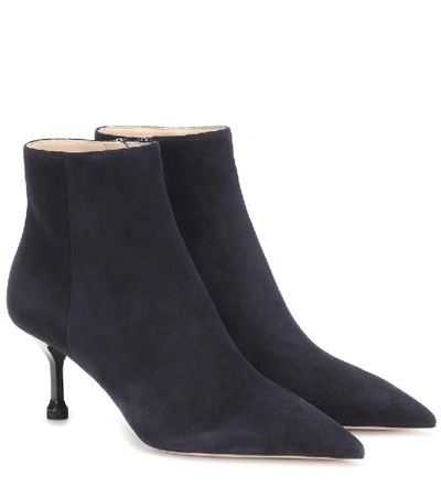 Shop Prada Suede Ankle Boots In Black