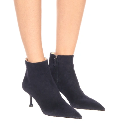 Shop Prada Suede Ankle Boots In Black