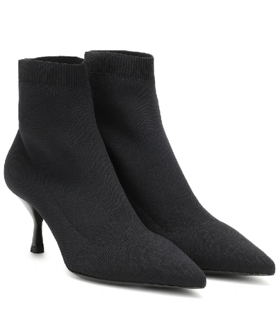 Shop Prada Ribbed-knit Boots In Black