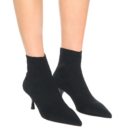 Shop Prada Ribbed-knit Boots In Black
