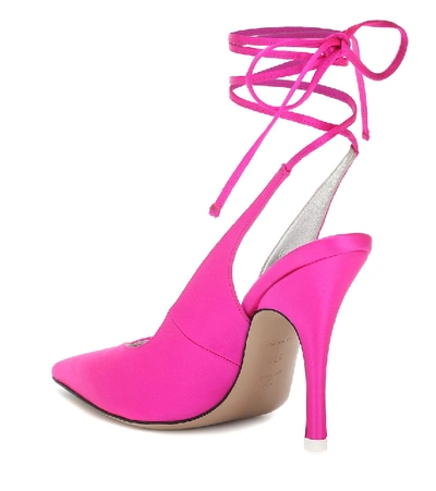 Shop Attico Satin Slingback Pumps In Pink