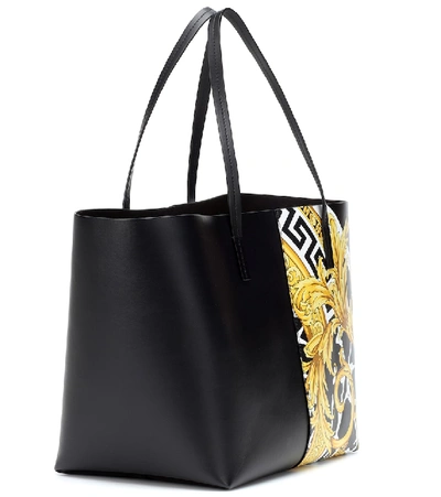 Shop Versace Medusa Printed Leather Tote In Black