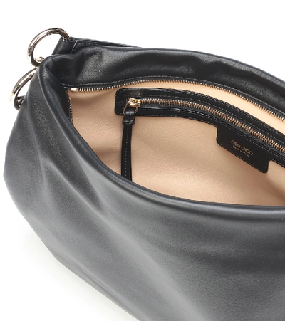 Shop Jimmy Choo Callie Leather Shoulder Bag In Black