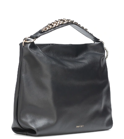 Shop Jimmy Choo Callie Leather Shoulder Bag In Black