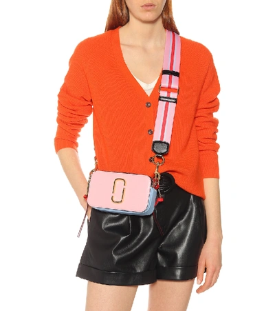 Shop Marc Jacobs Snapshot Small Leather Crossbody Bag In Pink
