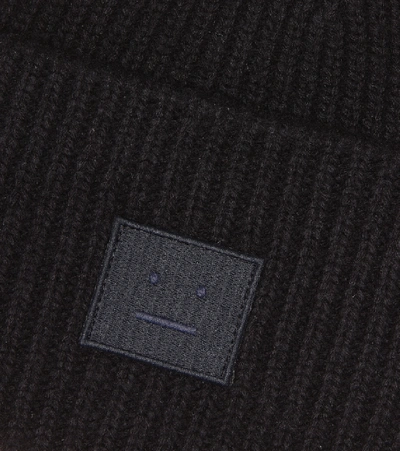 Shop Acne Studios Face Wool Beanie In Black