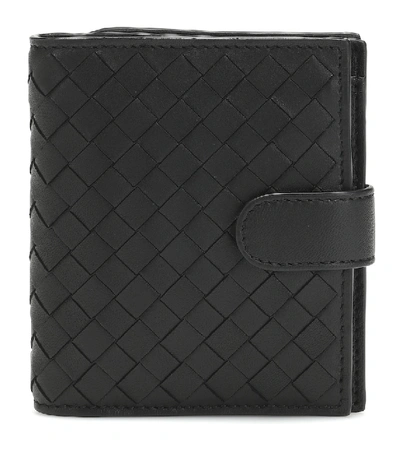 Shop Bottega Veneta Intrecciato Mini Leather Wallet In Black