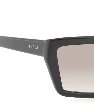 Shop Prada Rectangular Sunglasses In Black