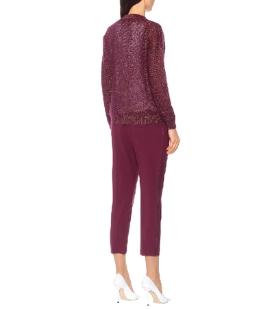 Shop Brunello Cucinelli Mohair And Wool-blend Cardigan In Purple