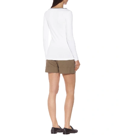 Shop Brunello Cucinelli Embellished Cotton Top In White