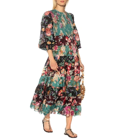 Shop Zimmermann Allia Floral Silk Maxi Dress In Multicoloured