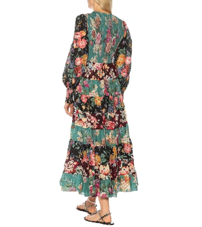 Shop Zimmermann Allia Floral Silk Maxi Dress In Multicoloured