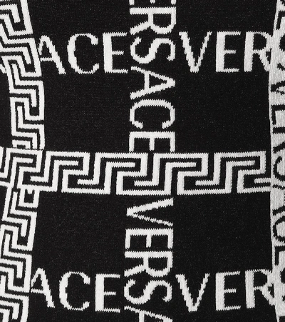 Shop Versace Logo Stretch-cotton Sleeveless Top In Black