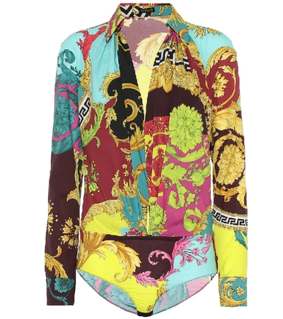 Shop Versace Montage-print Bodysuit In Multicoloured