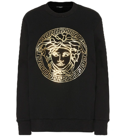 Shop Versace Medusa Cotton Sweatshirt In Black