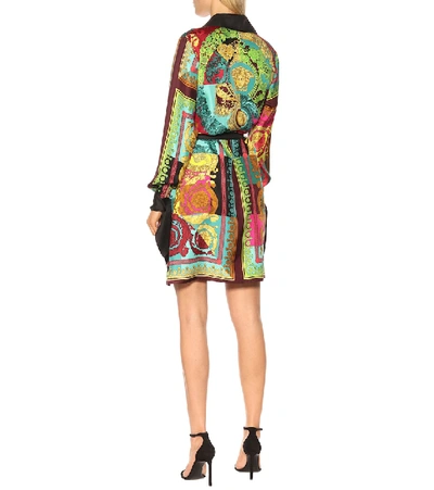 Shop Versace Printed Silk Dress In Multicoloured