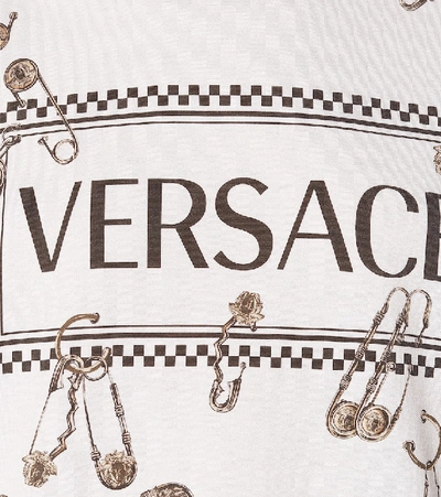 Shop Versace Logo Cotton T-shirt In White