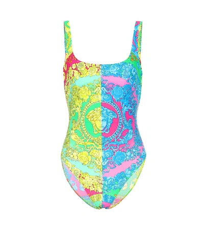 Shop Versace Printed Swimsuit In Multicoloured