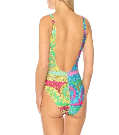 Shop Versace Printed Swimsuit In Multicoloured