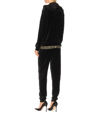 Shop Versace Velvet Track Jacket In Black