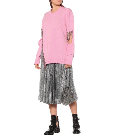 Shop Christopher Kane Crystal-embellished Wool Sweater In Pink