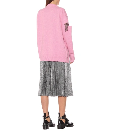 Shop Christopher Kane Crystal-embellished Wool Sweater In Pink