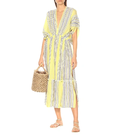 Shop Lemlem Amira Cotton-blend Midi Dress In Yellow