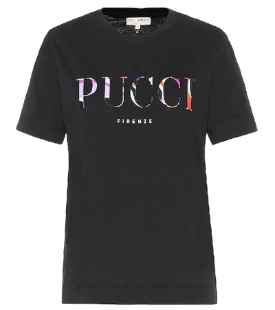 Shop Emilio Pucci Logo Cotton-jersey T-shirt In Black