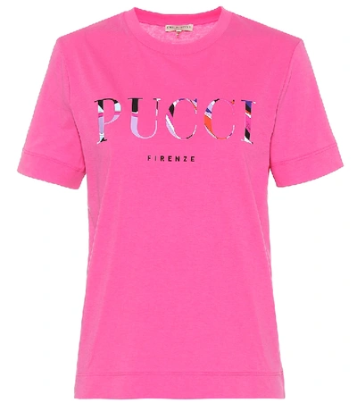 Shop Emilio Pucci Logo Cotton-jersey T-shirt In Pink