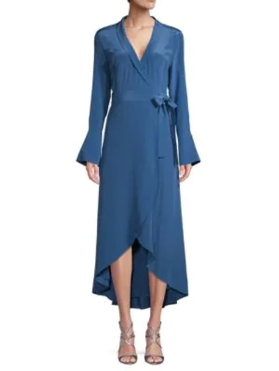 Shop Equipment High-low Silk Wrap Dress In Letterman