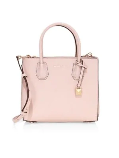 Shop Michael Michael Kors Mercer Leather Tote In Soft Pink
