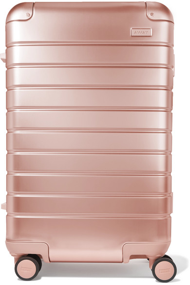 rose gold aluminum luggage