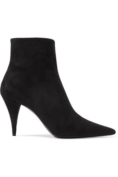 Shop Saint Laurent Kiki Suede Ankle Boots In Black
