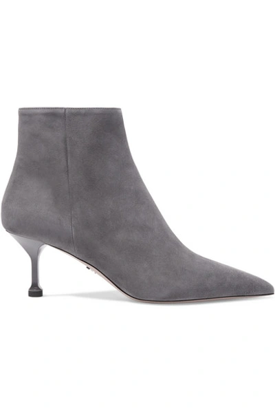 Shop Prada 65 Suede Ankle Boots In Gray