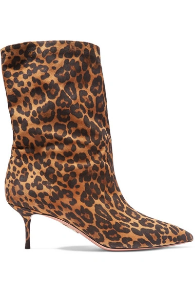 Shop Aquazzura Very Boogie 60 Leopard-print Suede Ankle Boots In Leopard Print