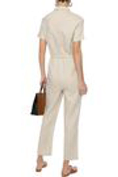 Shop Iris & Ink Eppie Cropped Tie-front Linen Jumpsuit In Beige