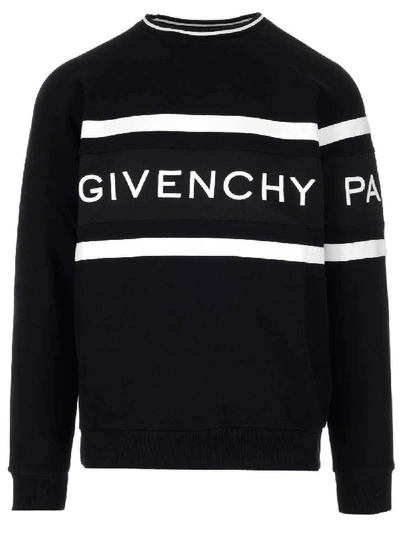 Shop Givenchy Striped Logo Sweatshirt In Black