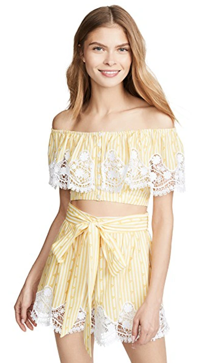 Shop Miguelina Jenna Top In Canary Yellow